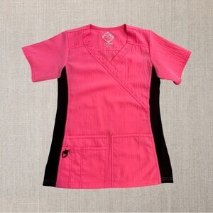 Health Pro Pink V-neck Scrub Top